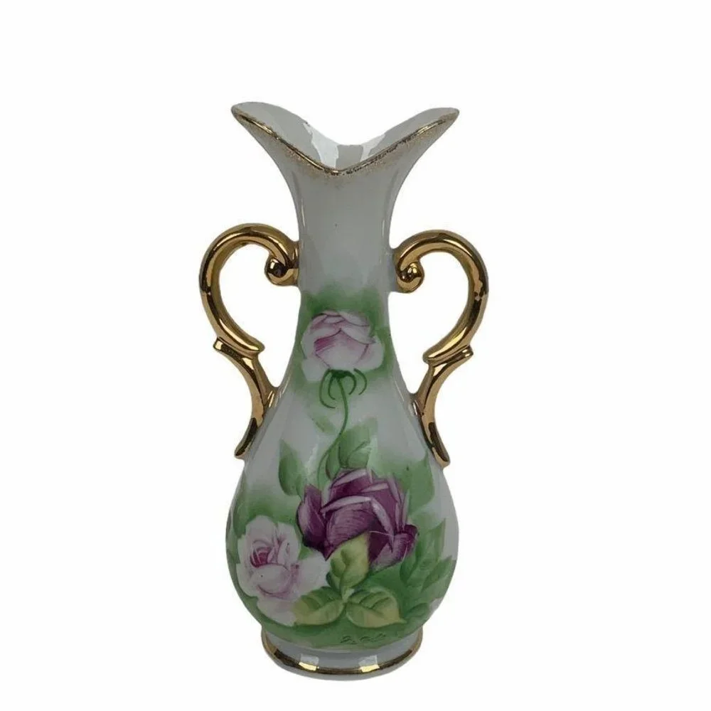 Royal Carlton Handpainted Bud Vase Vtg‎ Rose Signed